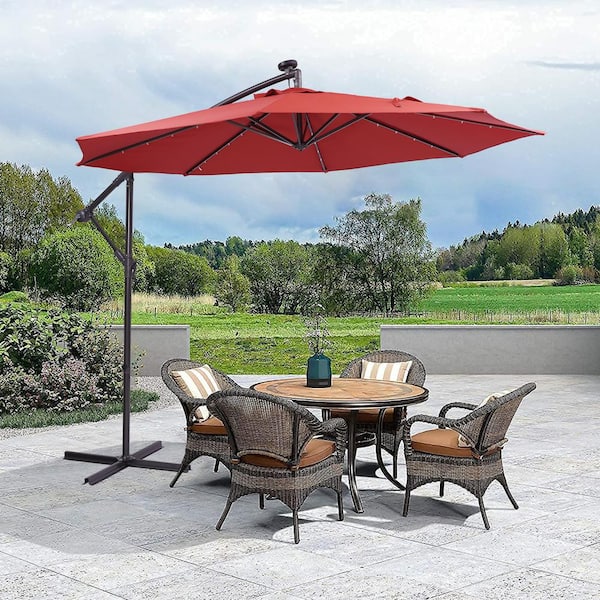 Costway 8 ft. Aluminum Wall-Mounted Tilt Patio Umbrella in
