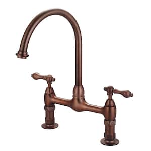 Harding Two Handle Bridge Kitchen Faucet with Lever Handles in Oil Rubbed Bronze