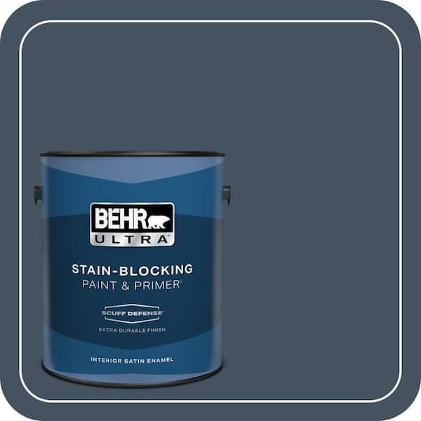 BEHR ULTRA 1 gal. #ECC-30-3 Night Tide Extra Durable Satin Enamel Interior Paint & Primer