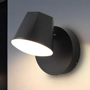 7.25in. Modern Black Aluminum LED Outdoor Indoor Outdoor Hardwired Wall Lantern Sconce Light with Adjustable Head