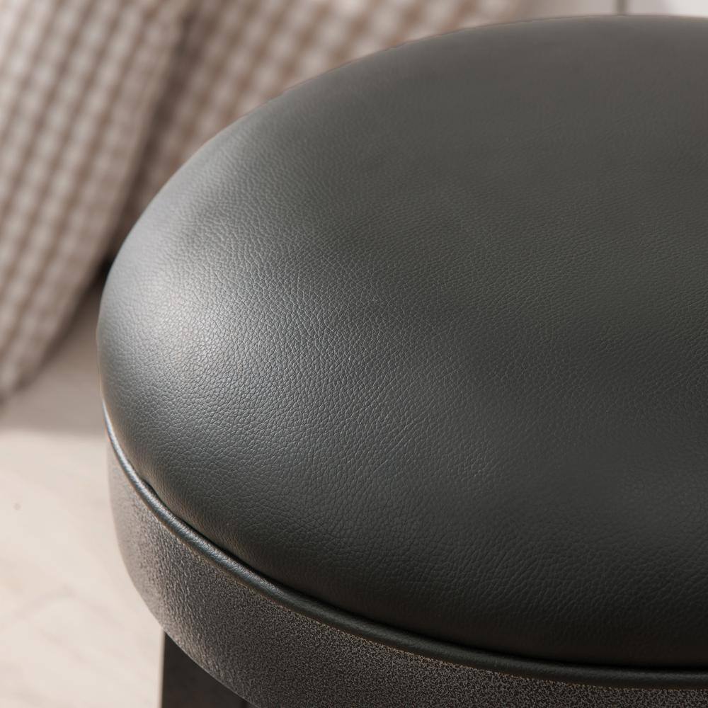 Graystone and Black Swivel Counter Stool with Faux Leather Seat