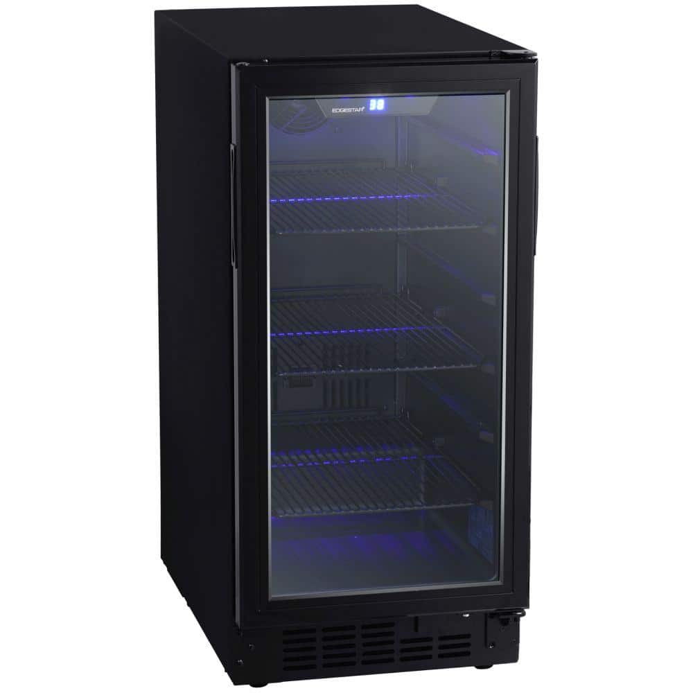 EdgeStar Black 15-Inch Wide Smart Beverage Refrigerator with Glass Door