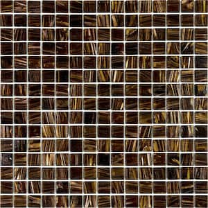 Celestial Glossy Brown and Gold 12 in. x 12 in. Glass Mosaic Wall and Floor Tile (20 sq. ft./case) (20-pack)