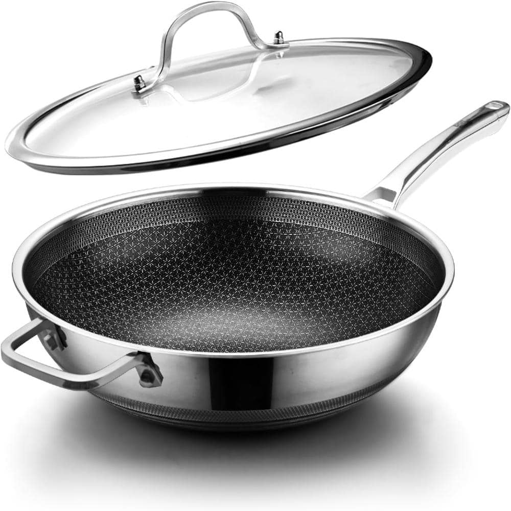 12 inch stainless steel nonstick hybrid wok pan with lid PFOA free dishwasher and oven safe price history on PriceWatchPro