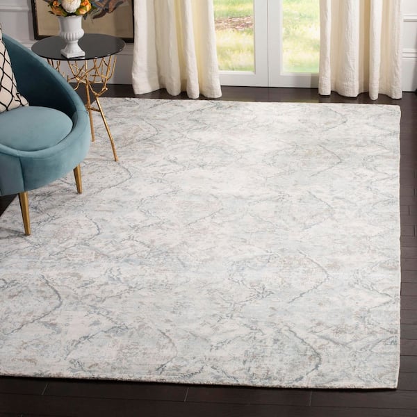 Mirage 9 ft. x 12 ft. Blue Distressed Abstract Geometric Area Rug
