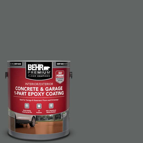 BEHR PREMIUM 1 gal. #BXC-41 Charcoal Self-Priming 1-Part Epoxy Satin Interior/Exterior Concrete and Garage Floor Paint