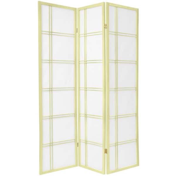 Oriental Furniture 6 ft. Ivory Double Cross 3-Panel Room Divider