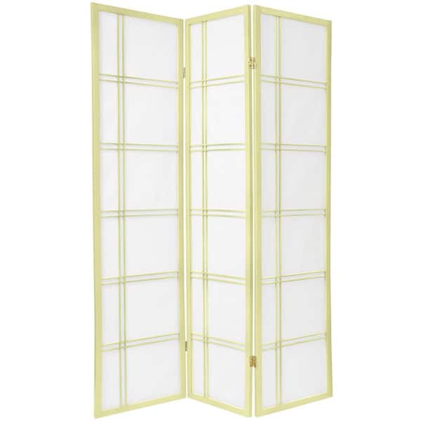 Oriental Furniture 6 ft. Ivory Double Cross 3-Panel Room Divider