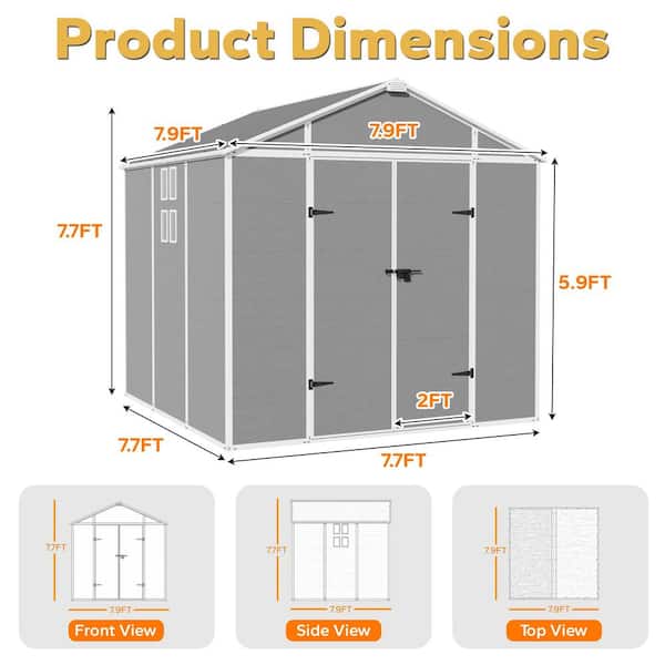 サンデー JOYSIDE 8 ft. x 8 ft. Durable Resin Garden Outdoor Storage Shed