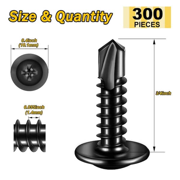 #8 x 3/4 in. Stainless Steel Phillips Truss Head Self-Drilling Screws (300-Pack)