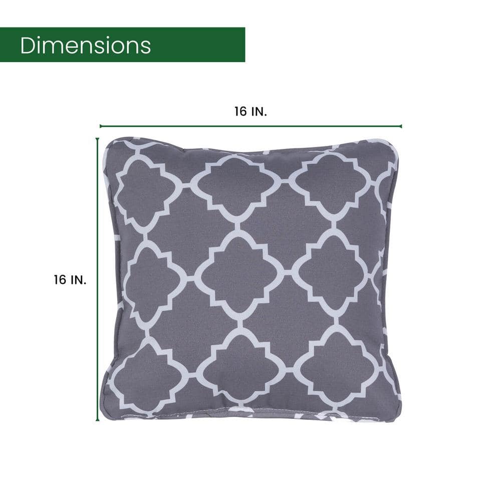 Gray Geometric Pattern Square Indoor/Outdoor Throw Pillow Set