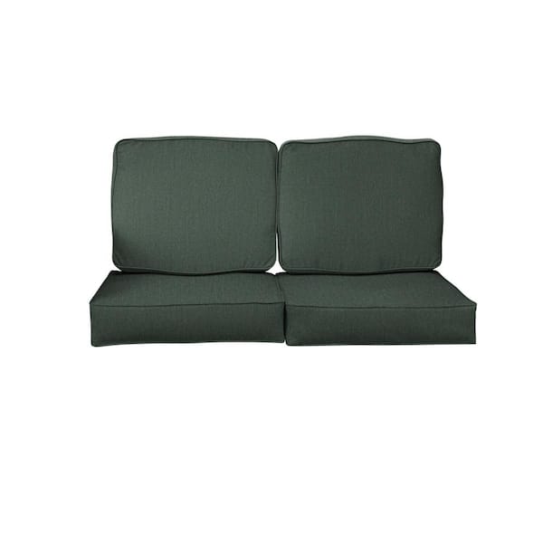 SORRA HOME 25 in. x 23 in. Sunbrella Cast Ivy Deep Seating Indoor/Outdoor Loveseat Cushion