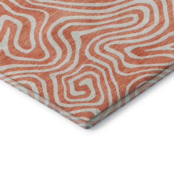 Mayfield Premium Machine Washable Abstract AMF1030 Salmon 3 ft. x 5 ft. Area Rug