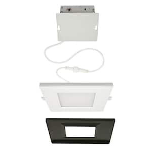 6 in. Square Canless Adjust Color Temp Integrated LED Recessed Light with Night Light and Black Trim
