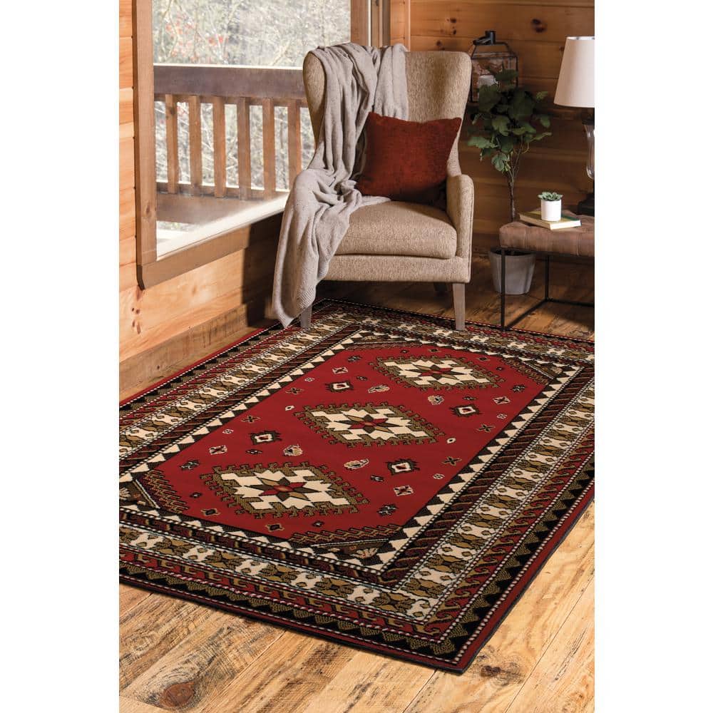Dallas Ruby Red Rectangular 5' x 7' Synthetic Easy-Care Rug