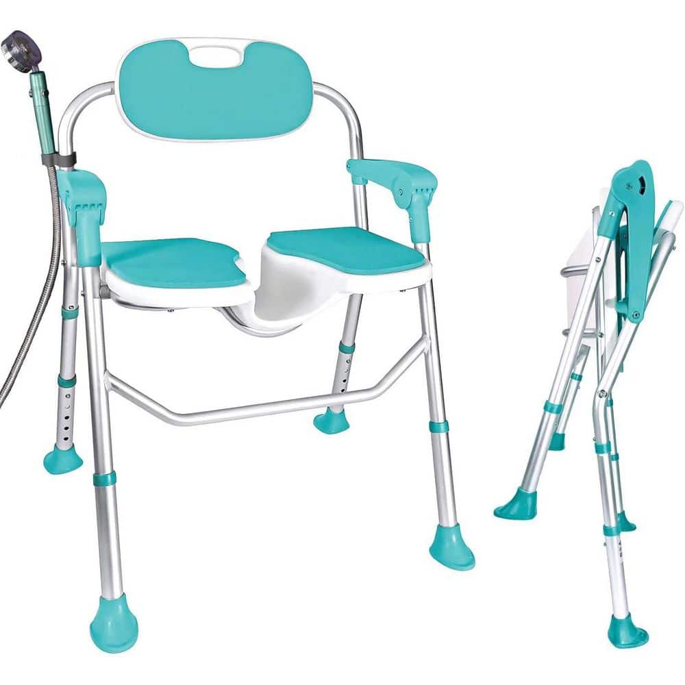 ComfortFold Series 22.8 in. W Freestanding 5-Level Adjustable, Non-Slip, Seat Cutout Shower Chair in Blue price history on PriceWatchPro