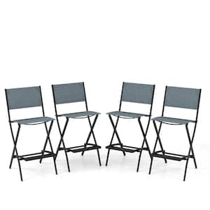 Metal Folding Outdoor Bar Stool (4-Pack) in Blue