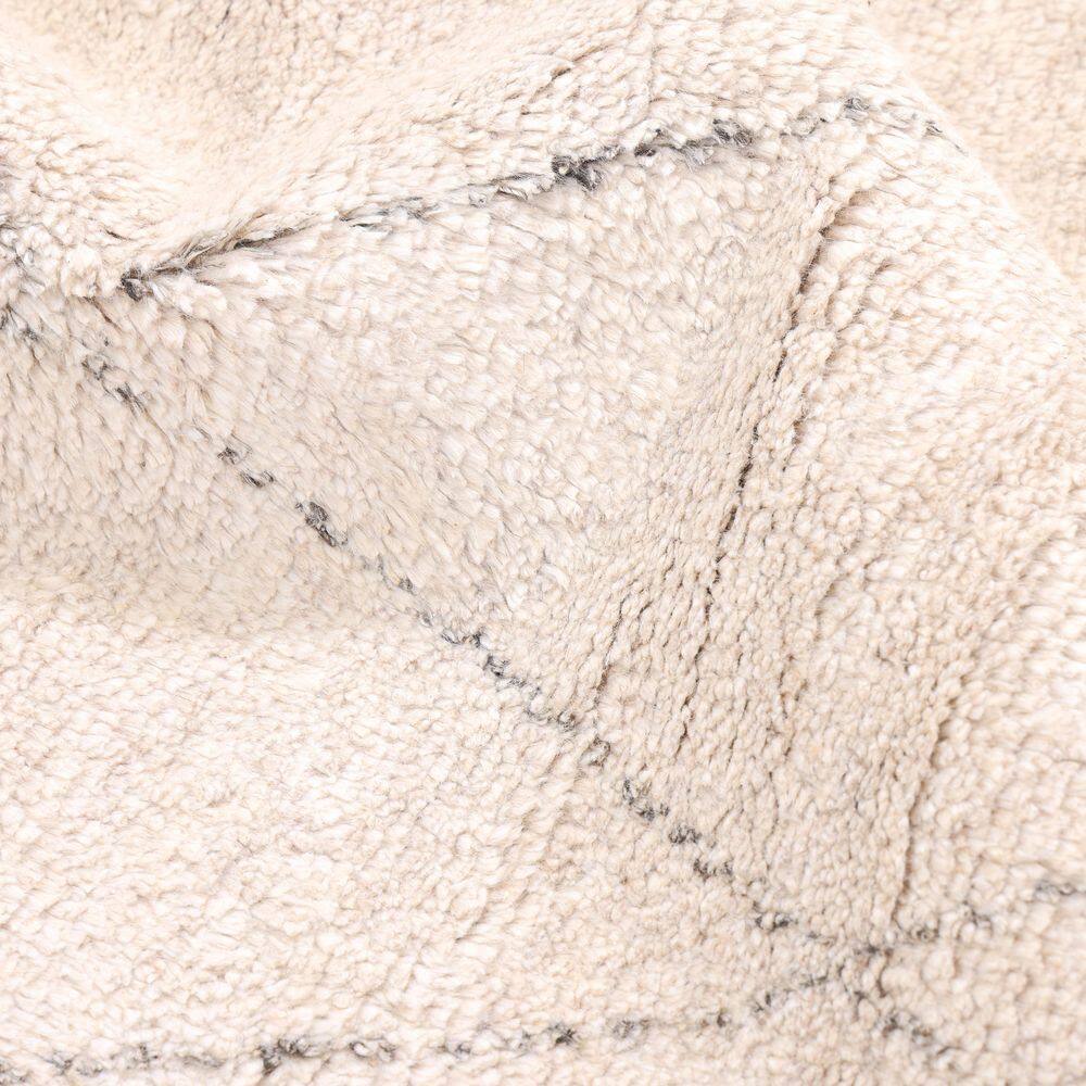 Ivory Wool-Blend Shag Rug Hand-Knotted 9' x 12' - Moroccan Style