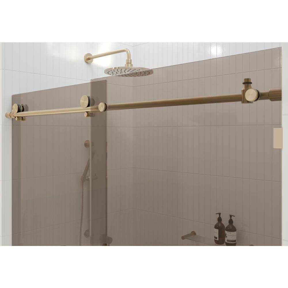 Equinox 60" Frameless Brushed Bronze Sliding Shower Door