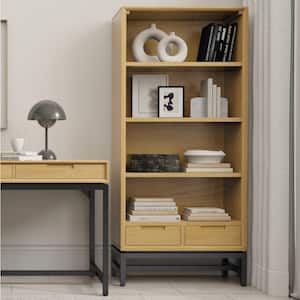 Banting 66 in. Tall OAK SOLID WOOD and Metal Rectangle Industrial Bookcase