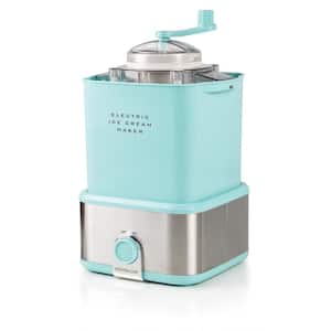 2 qt. Aqua and Stainless Steel Ice Cream Maker with Candy Crusher