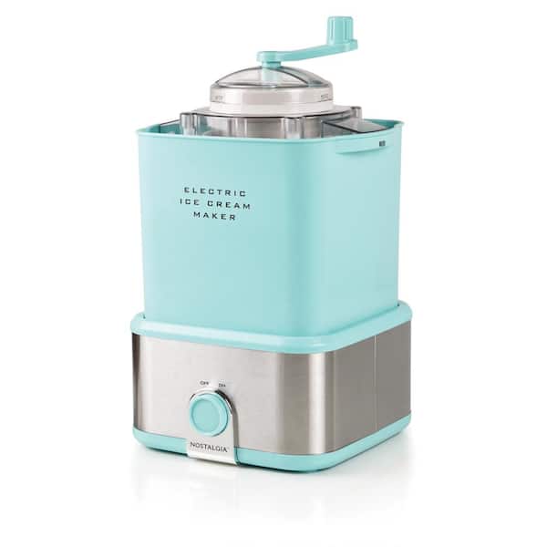 Nostalgia 2 qt. Aqua and Stainless Steel Ice Cream Maker with Candy Crusher