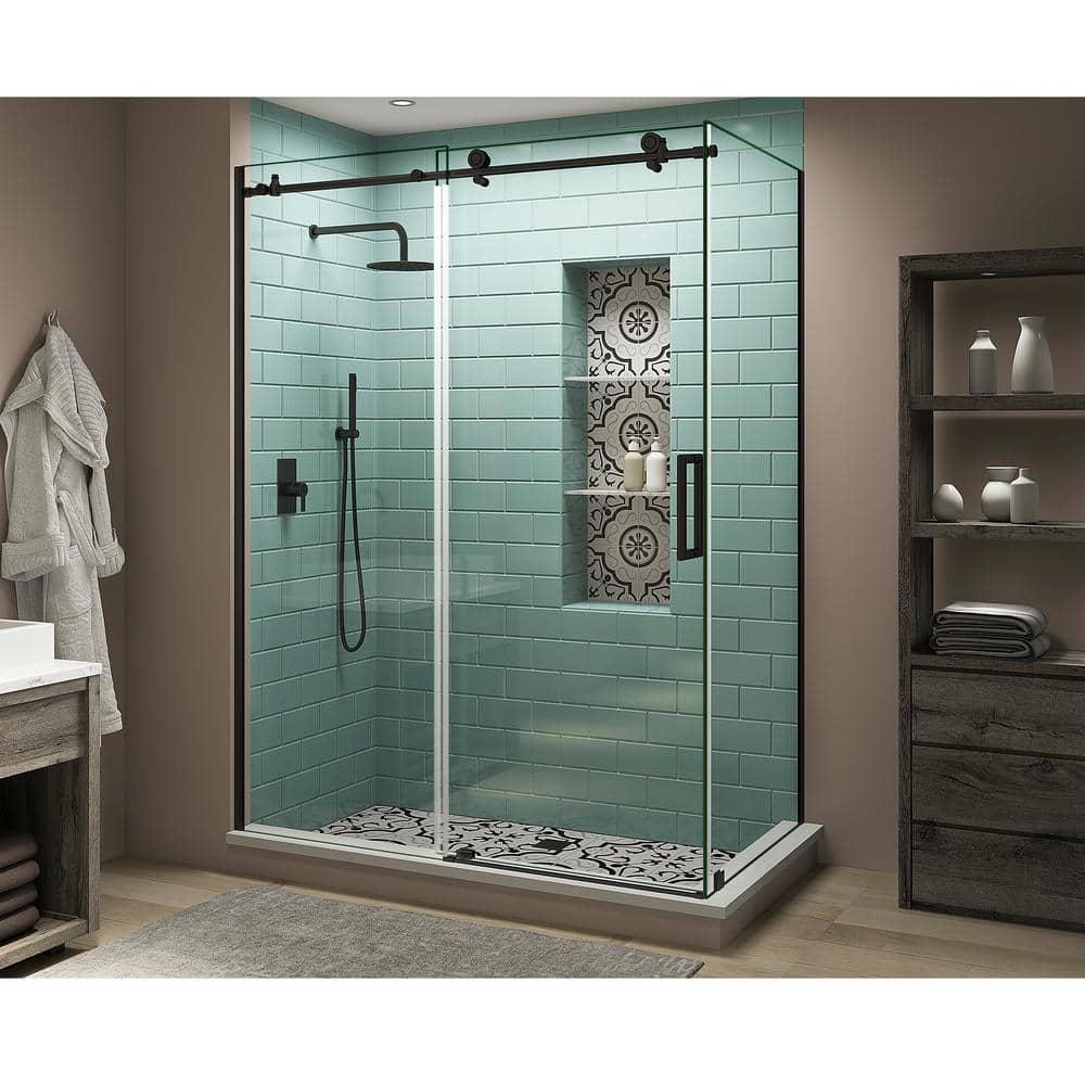 68 in. - 72 in. x 34 in. x 80 in. Frameless Corner Sliding Shower Enclosure Clear Glass in Oil Rubbed Bronze Right price history on PriceWatchPro