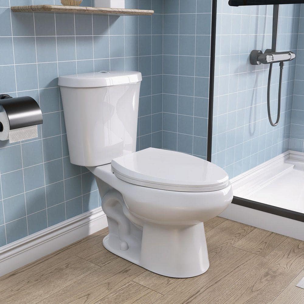 NTQ 12 in. Rough-in 2-Piece Toilet 1.1/1.6 GPF Toilets Dual Flush Round Softclose Toilet in White Seat Included