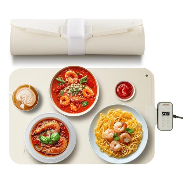 VEVOR Electric Warming Tray Food Warming Mat for Buffet Rollable and Portable Silicone Food Warmer with 4 Temperature Settings