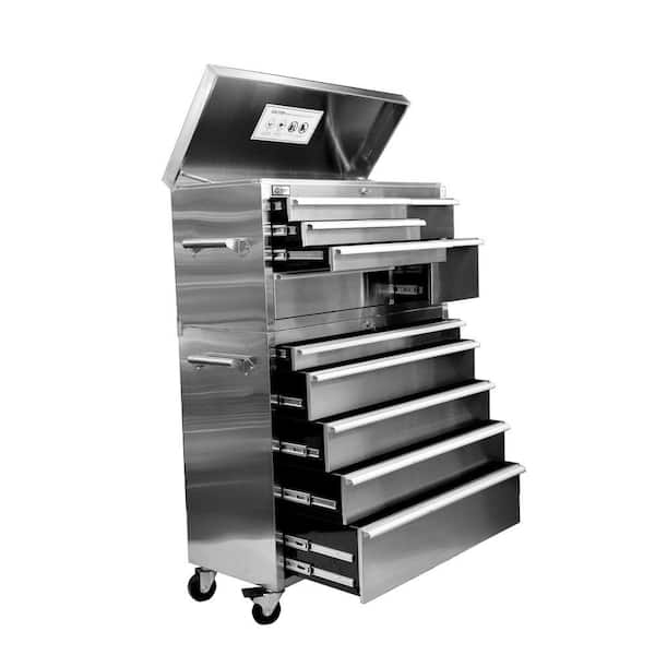 Trinity 41 in. 11- Drawer Tool Chest and Cabinet Combo in Stainless Steel
