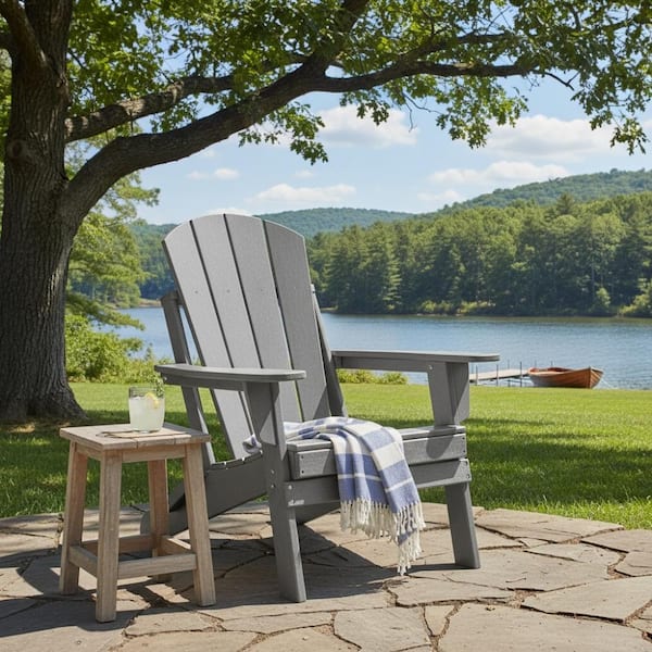 ACTUS チェア　アイスグレー 25 in. x 22 in.Grey Folding HDPE All-Weather Outdoor Adirondack