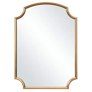 19.75 in. W x 27.5 in. H Arch Top Rectangular Clipped Corner Framed Wall Bathroom Vanity Mirror in Gold