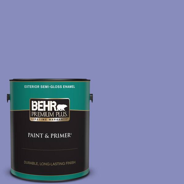 BEHR PREMIUM PLUS 1 gal. #620B-5 Pristine Petal Semi-Gloss Enamel Exterior Paint & Primer