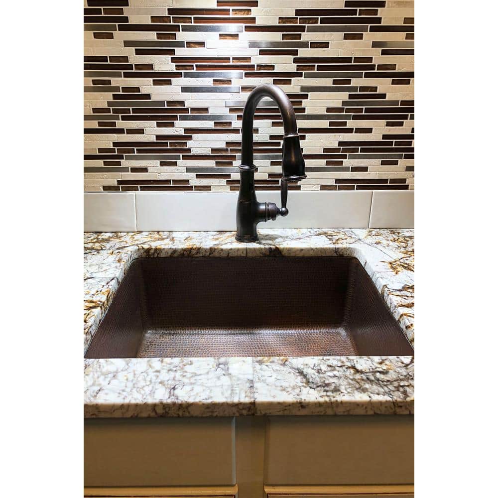 25" Hammered Copper Drop-In Single Basin Kitchen Sink