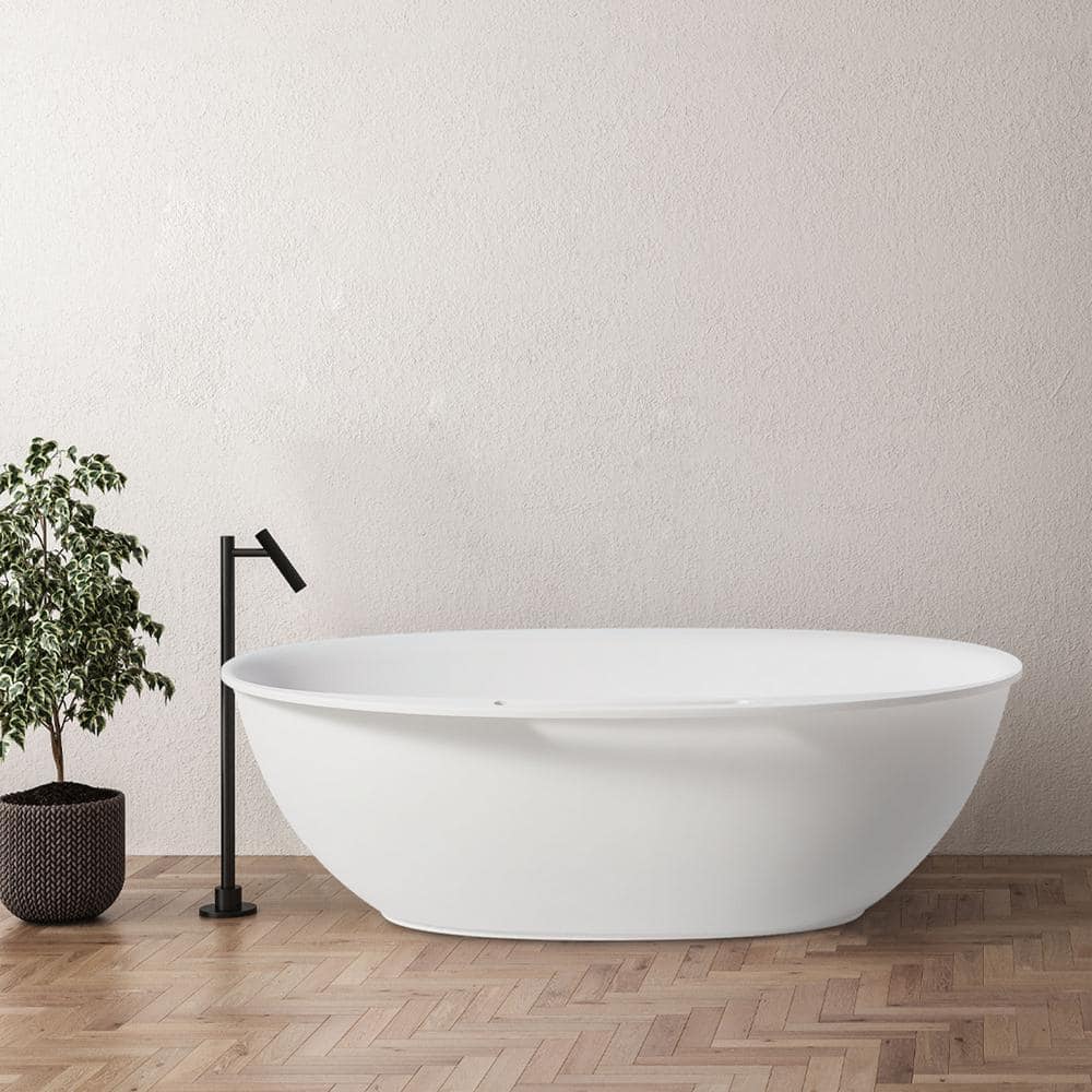 65'' White Fiberglass Freestanding Soaking Bathtub