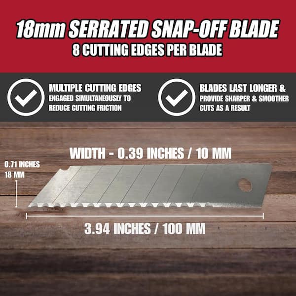 18 mm Serrated Snap Blades (5-Pack)