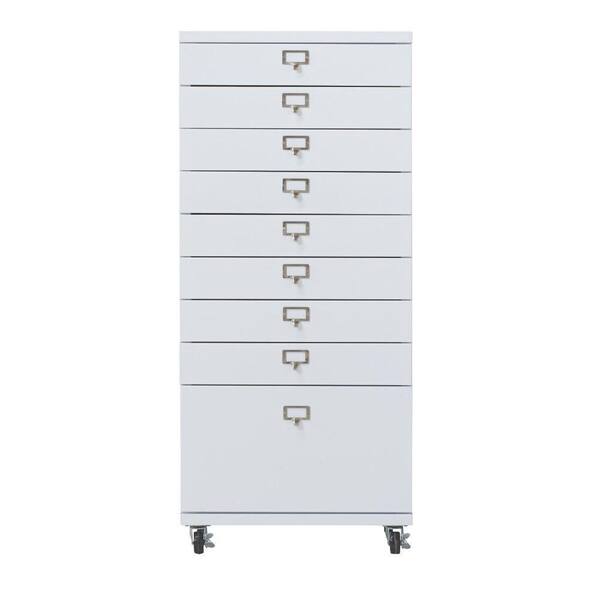 Home Decorators Collection Becker 9-Drawer Metal Cart in White