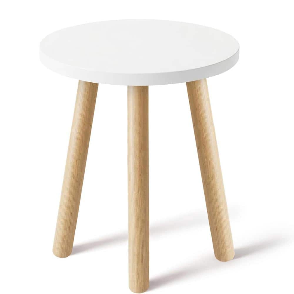 "16.7"" White Mid Century Round Wood Plant Stand, Indoor Side End Table" price history on PriceWatchPro