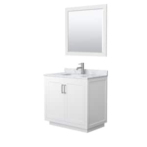 Miranda 36 in. W Single Bath Vanity in White with Marble Vanity Top in White Carrara with White Basin and Mirror