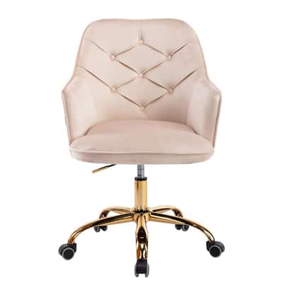 Modern Leisure Beige Velvet Swivel Shell Chair for Living Room, Office Chair/Arm Chair