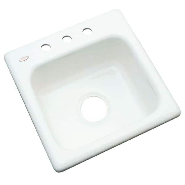 Thermocast Manchester White Acrylic 16 in. 3-Hole Drop-in Bar Sink