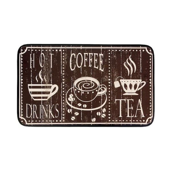 Chef Gear Hot Coffee 18 in. x 30 in. Anti-Fatigue Faux Leather Kitchen Mat