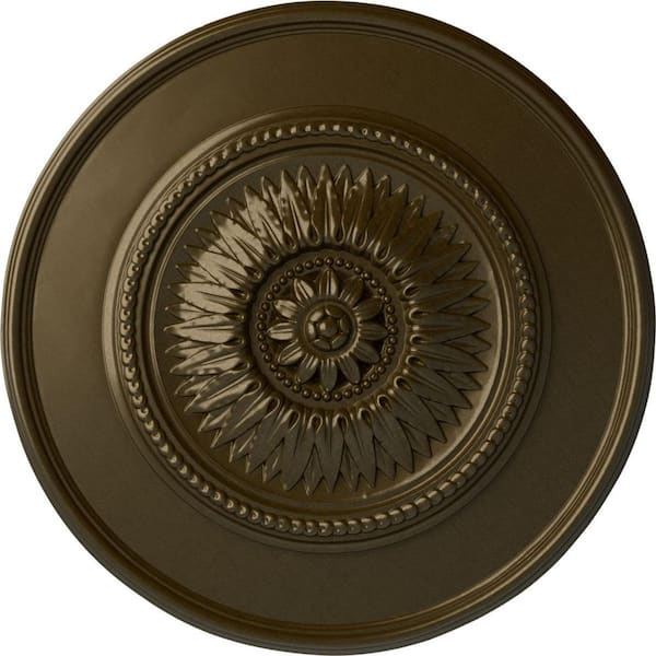 Ekena Millwork 23-1/2" x 2-3/4" Floral Urethane Ceiling Medallion, Brass