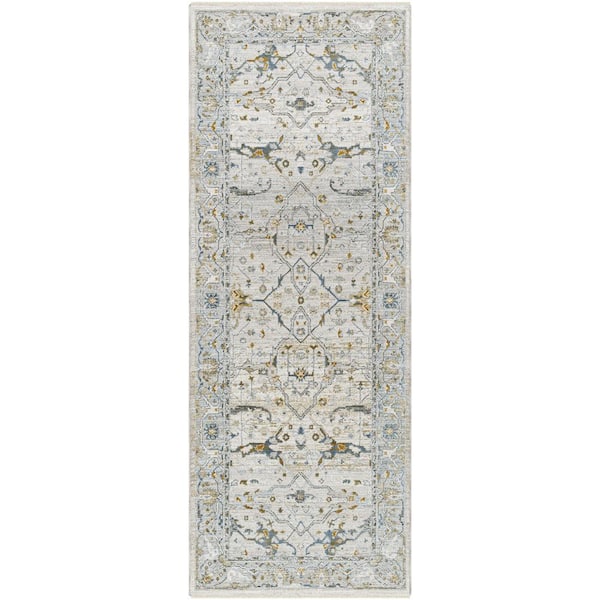 Livabliss Dresden Gray/Blue 10 ft. x 11 ft. Oriental Indoor Runner