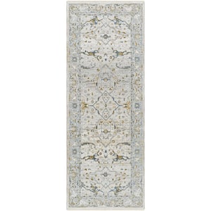 Dresden 2 ft. x 7 ft. Gray/Blue Oriental Indoor Runner