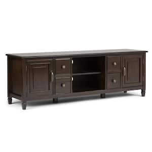 Connaught Solid wood 72 in. Wide Traditional TV Media Stand in Dark Chestnut Brown For TVs up to 80 in.