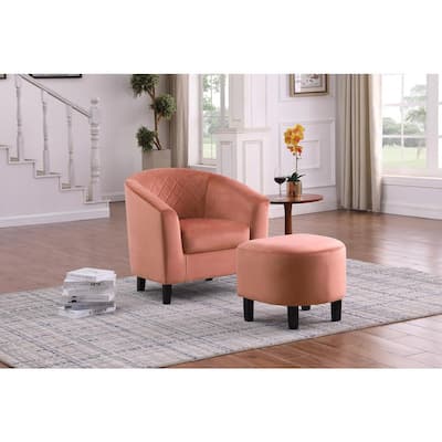 Dwell Home Inc Eliza Velvet Terracotta Tub Chair with Ottoman