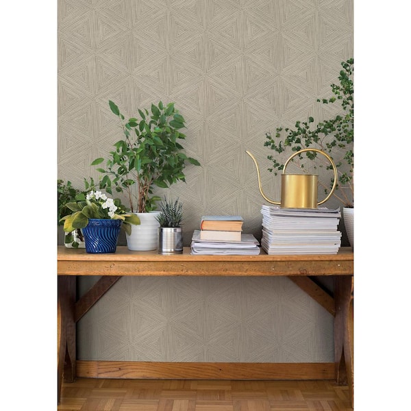 Anara Grey Geo Faux Grasscloth Wallpaper