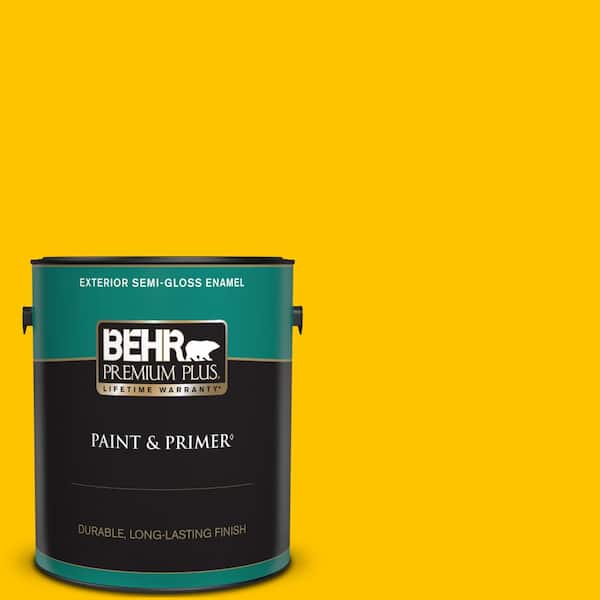 BEHR PREMIUM PLUS 1 gal. #S-G-370 Citrus Splash Semi-Gloss Enamel Exterior Paint & Primer