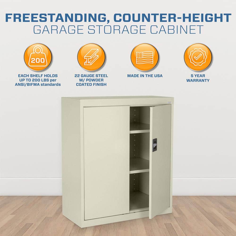 Putty Steel Freestanding Lockable Cabinet with Adjustable Shelving